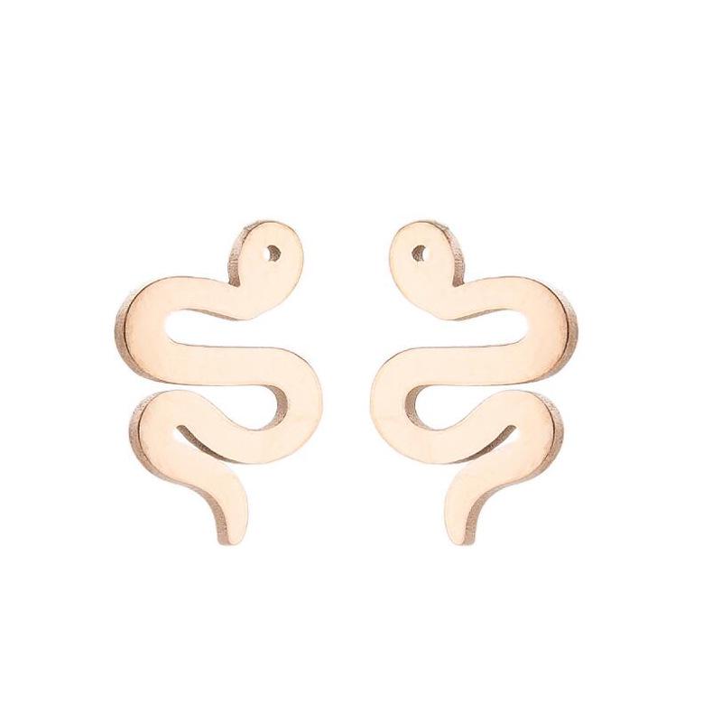 Stainless Steel Geometric Animal Earrings Set: Water Drop, Horseshoe, Heart, Cross, Fish, Snake Designs
