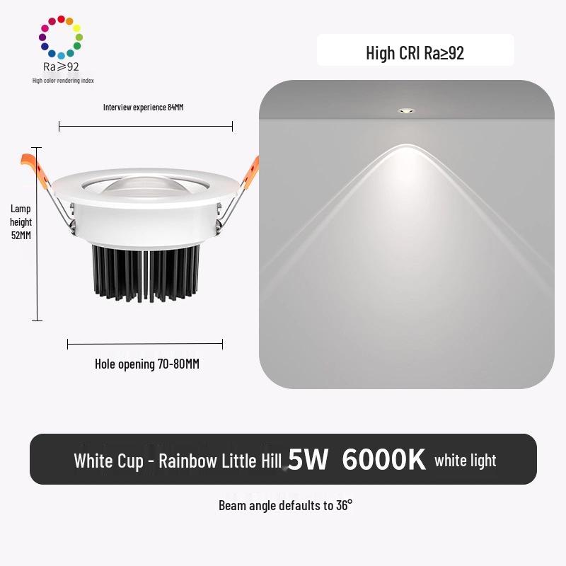 

Полноспектральный радужный антибликовый встраиваемый точечный светильник для гостиной, прохода или ТВ-стены Default Option