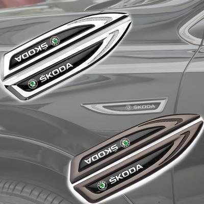 2025 New 2pcs Car Side Door Body Fender Stickers Knife Badges Decoration For Skoda Yeti Fabia Octavia 3 2 A5 Kodiaq Karoq Rapid