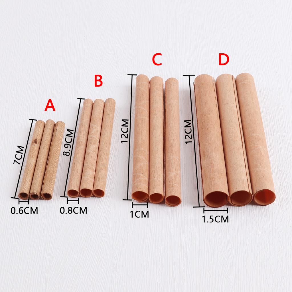 10Pcs 6mm 8mm 10mm 15mm Cylindrical Wooden Candles Wick With Sustainer Tab DIY Candle Making Supplies Handmade Soy Wax Wick