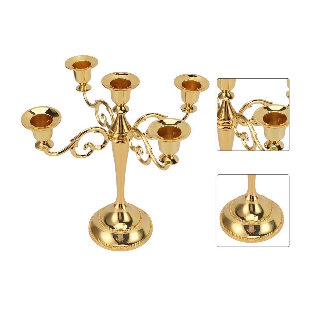 5 Arm Candlestick Holder Iron Retro Decorative Candle Holder Centerpiece for Home  