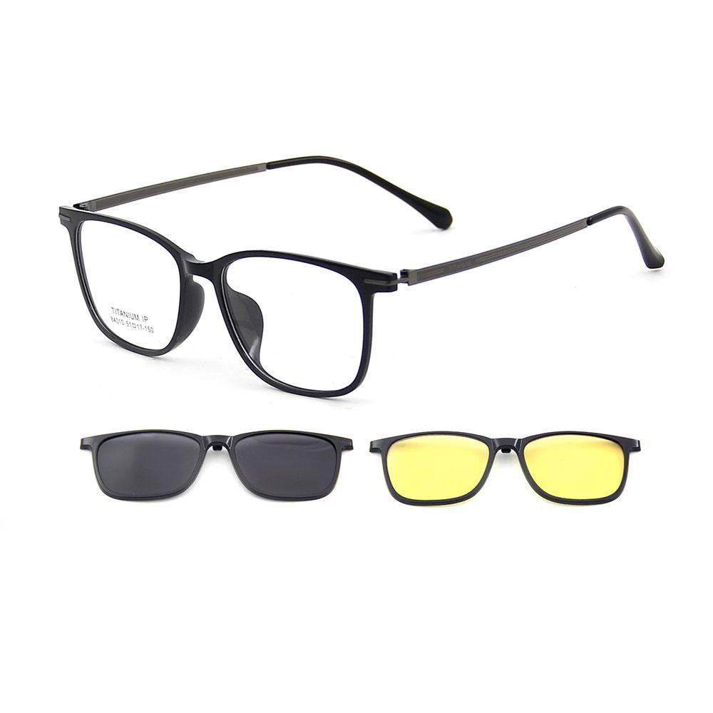

3-in-1 Ultralight TR90 Square Men s Polarized Clip-On Glasses Frame with Titanium Legs & Night Vision Women Eyewear for Driving
