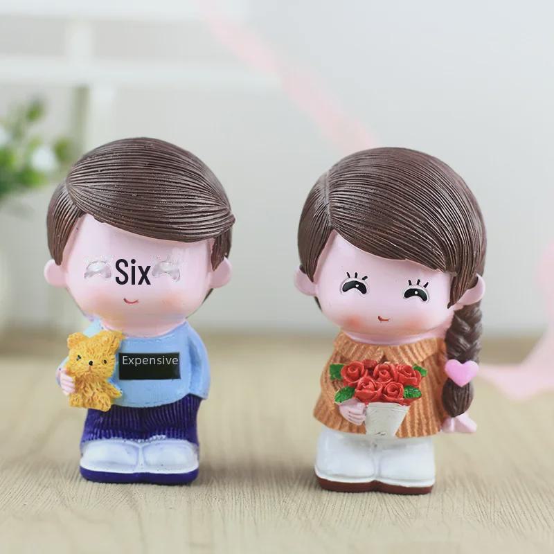 Creative Rabbit Hat Couple Resin Figurines for Home and Car Decor