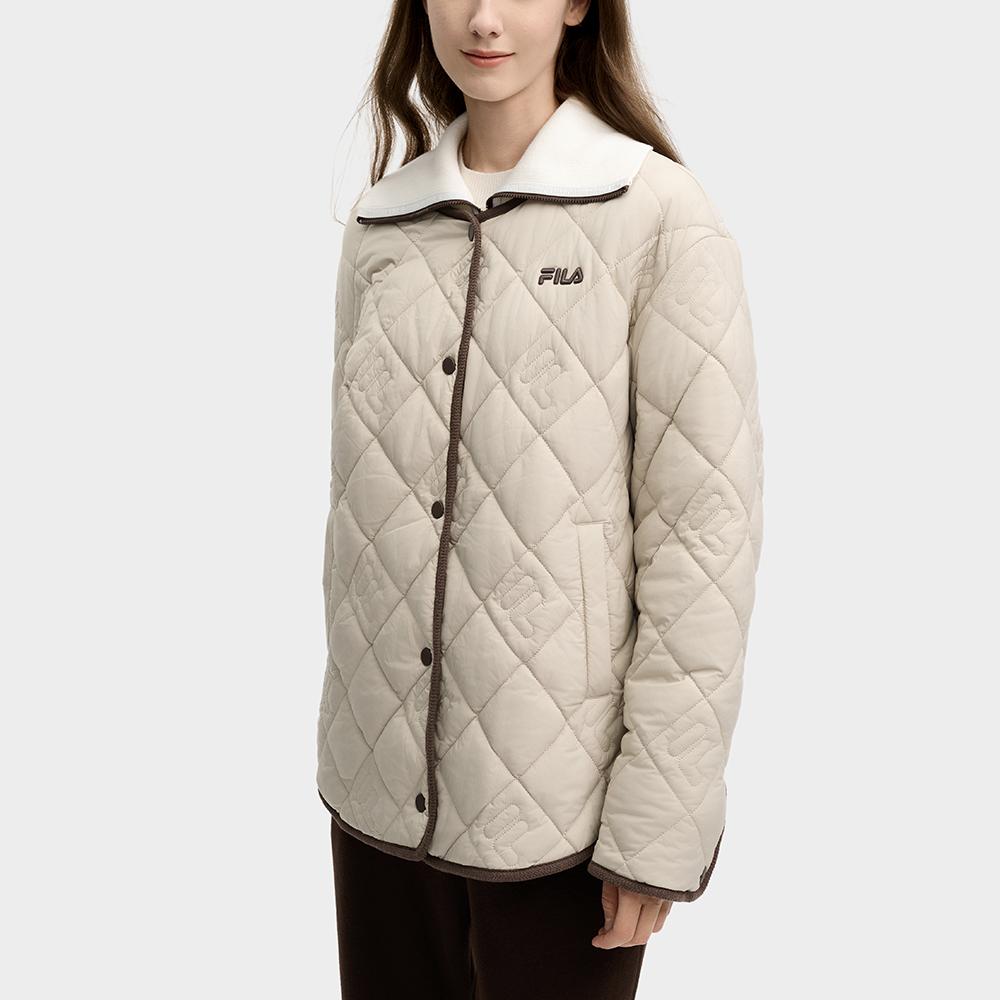 Fila Heritage Series Fashion Casual Warm Loose Cotton Jacket Women Jackets Initial-Yellow F11W518902F-LK