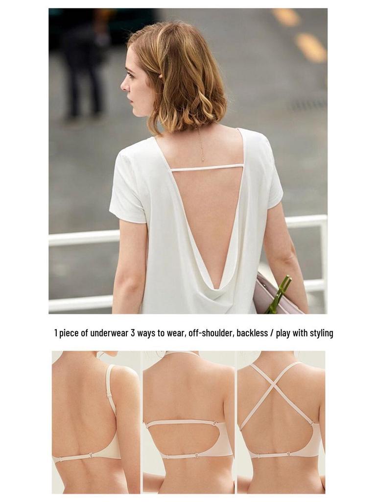 Exclusive Seamless Low-Back U-Shaped Halter Bra - Invisible, Multi-way, French Design