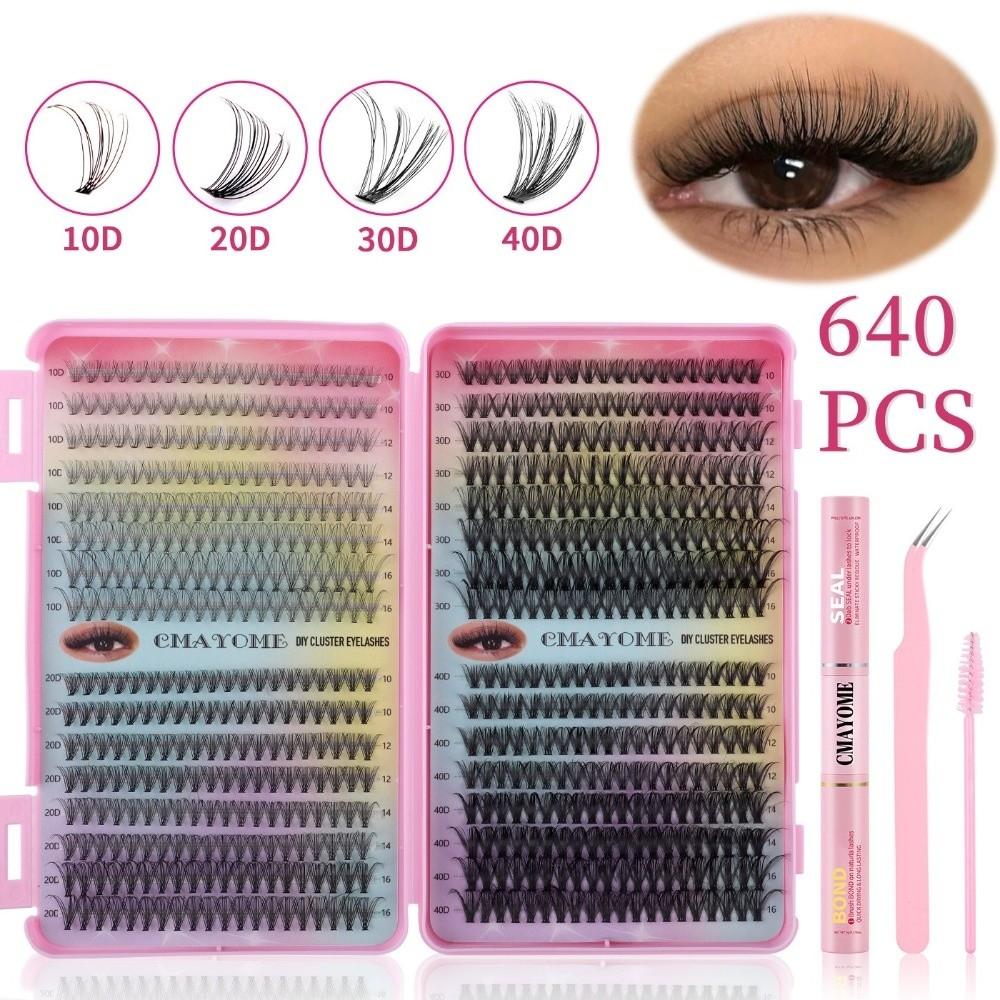10-16mm False Eyelashes Natural Look Eyelash Extension Kit Cluster Lashes Kit Makeup Tool