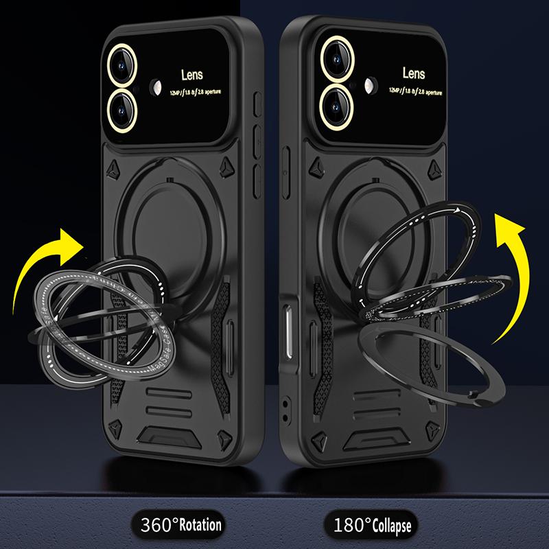 For Iphone 17 Armor Shockproof Lens Protection Cover For Iphone 17 Pro Max 17 Air 17 Plus Magnet Car Holder Ring Anti-Fall Cover