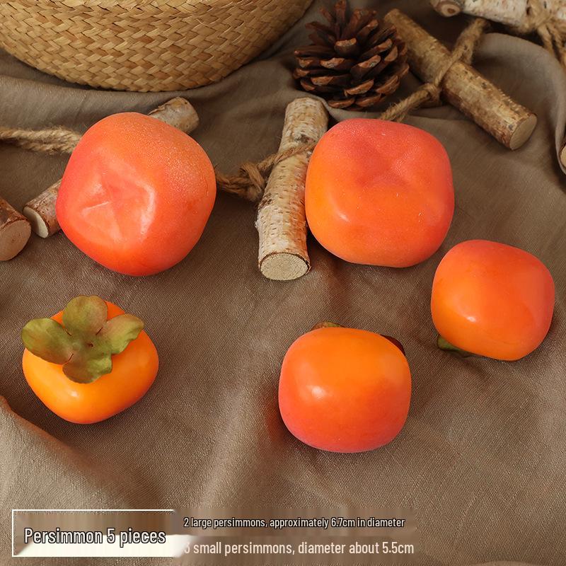 Persimmon and Pomegranate Faux Flower Arrangement for Living Room or Foyer