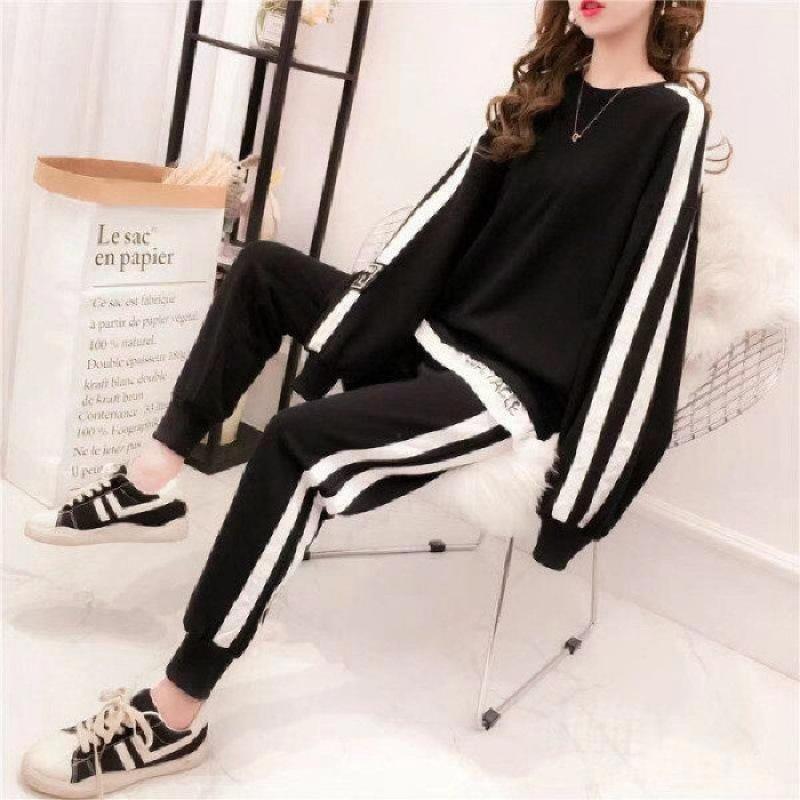 Fashion Casual Sports Suit for Women, Spring and Autumn Loose Long-sleeved Trousers, Thin Sweatshirt Two-piece Set