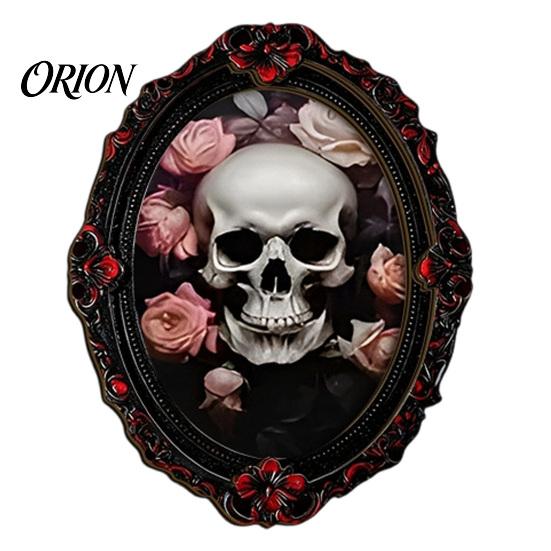 Vintage Oval Photo Frame Decor Halloween Gothic Refrigerator Magnet, Retro Fridge Magnets, Distressed Unique Party Favors Dark Style Whiteboard