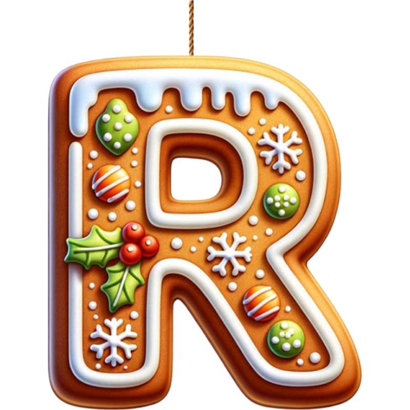 26 Letter Acrylic 2D Flat Christmas Letter Pendant Christmas Tree Hanging Pendent Ornament Keychain Holiday Party Decor Supplie