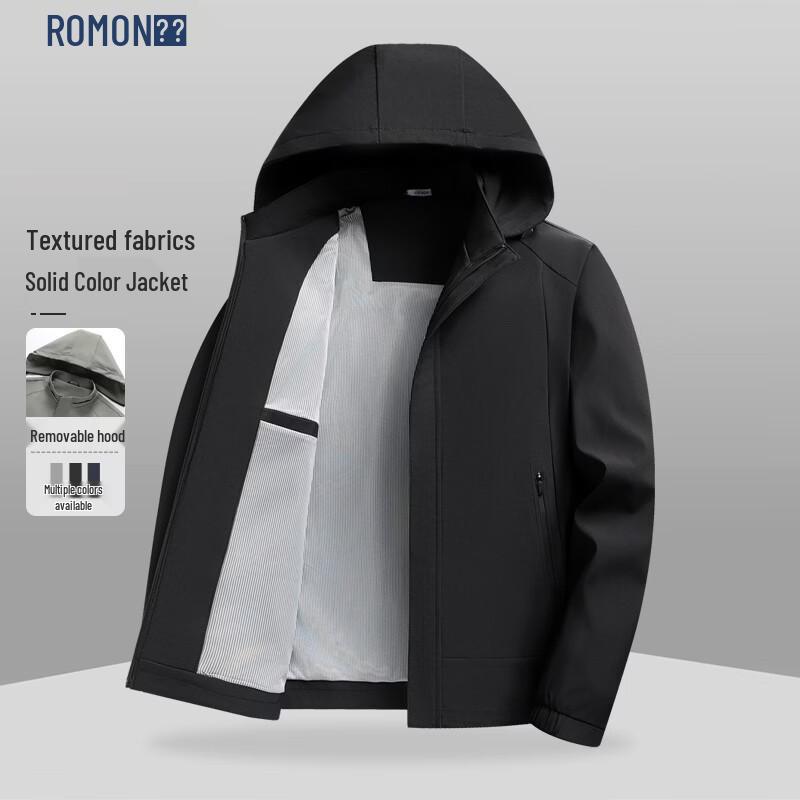 ROMON Men's Hooded Business Casual Jacket
