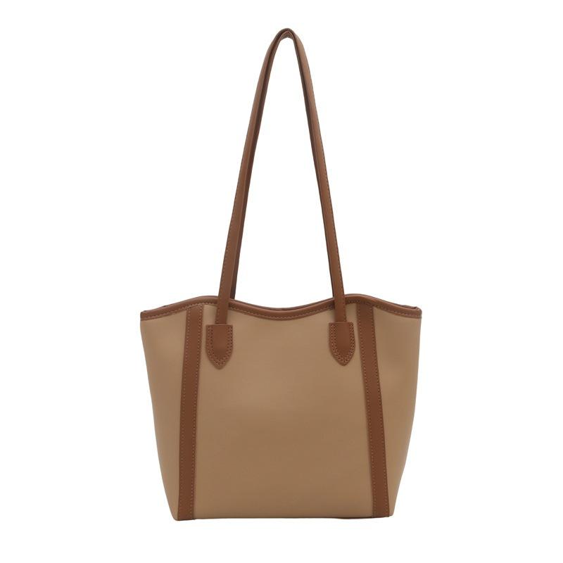 Slack Simple Contrasting Color Big Bag Women's 2025 New Popular Shoulder Bag Large Capacity Elegant Tote Bag
