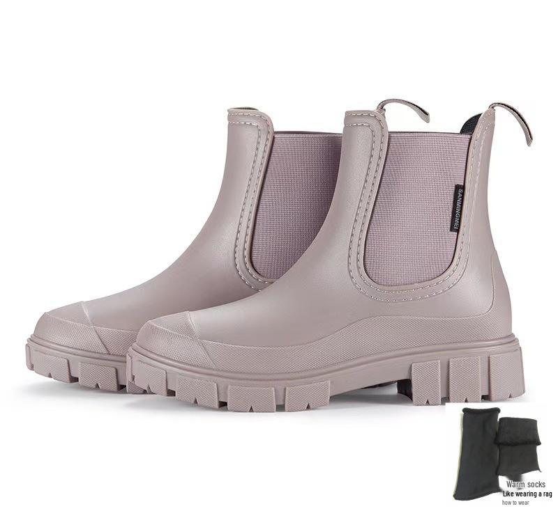Women's Mid-Calf Chelsea Rain Boots - Waterproof, Non-Slip, Fashionable Rubber Shoes