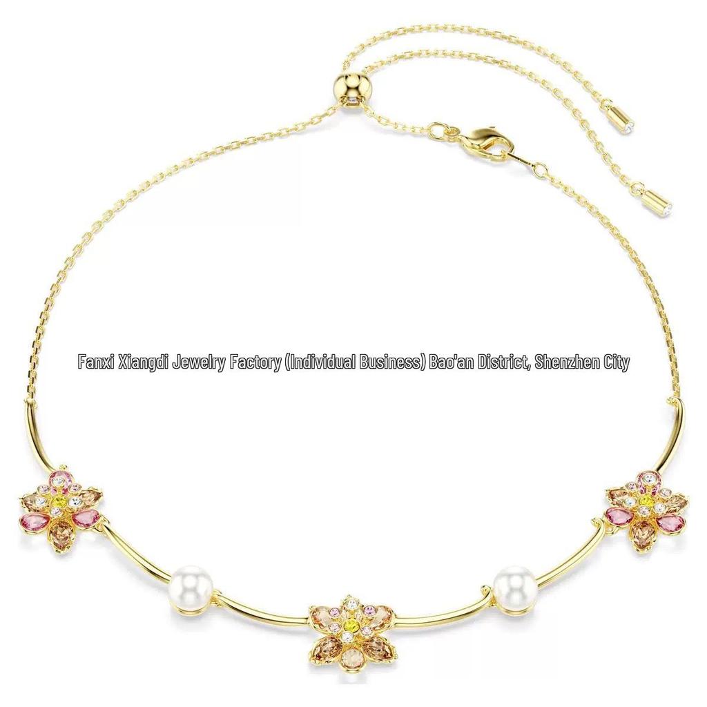Idyllia Flower Dopamine Jewelry Set: Necklace, Bracelet, Earrings, Ring with Austria Crystals
