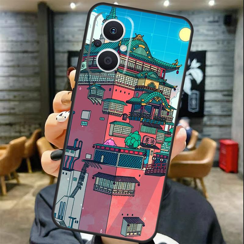 Neon Village Bathhouse Night Case For OPPO Reno 13 13F 12 F 11 8T 7 8 10 Pro OPPO Find X8 X6 Pro X3 X5 Lite Cover Coque