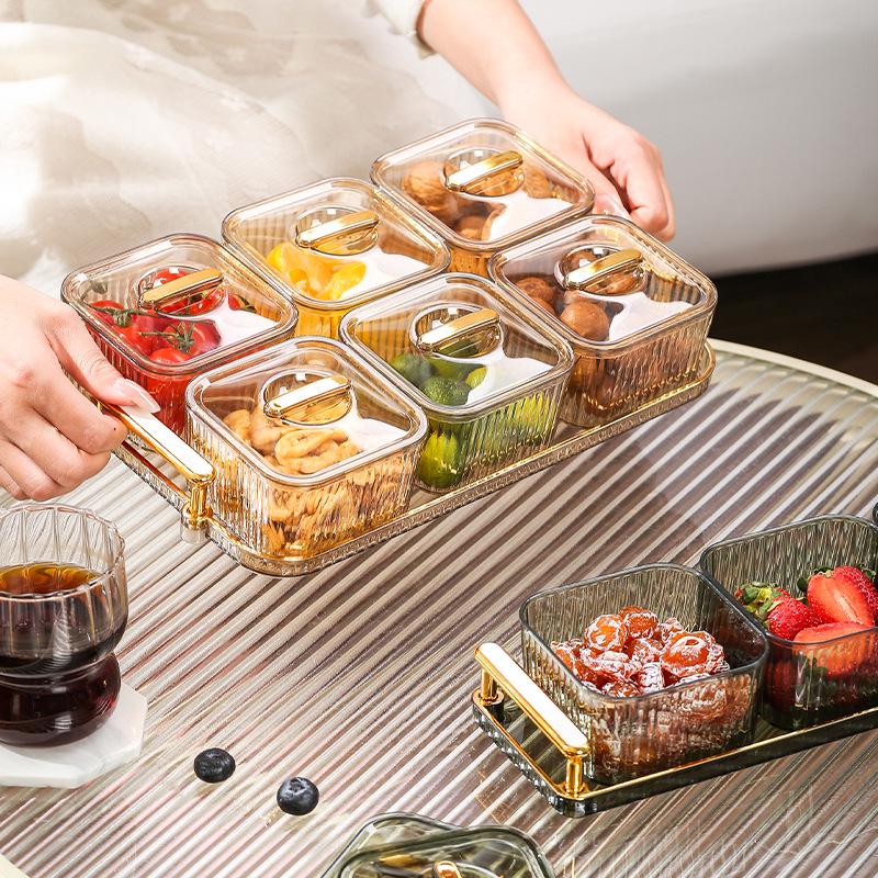 Luxurious Food-Grade Dried Fruit and Nuts Snack Plate with Lid