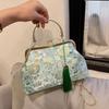 Elegant Embroidered Handbags for Women Fashion Metal Handle Shoulder Bag with Chain Strap Ladies Evening Party Purse Gift Wallet