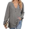 Loose Long Sleeve T-shirt Brushed Solid Color Women's Fall Winter New Leisure Ribbed Button