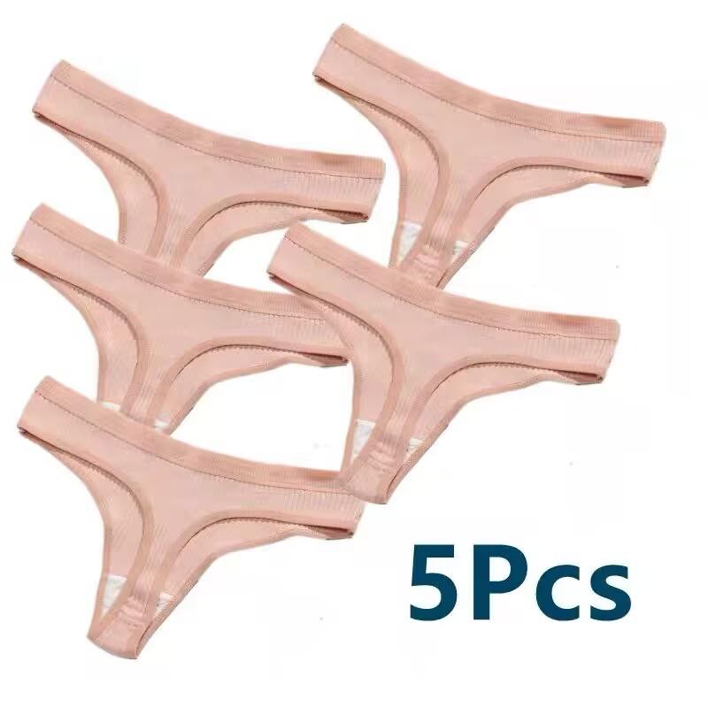 5PC Women Cotton Panties M-XL Comfortable Thongs Underwear Women Bikini Underpants Sexy Low-rise Girl's T-back Panties