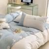 High-end, Fresh, 100-count Pure Cotton, Long-staple Cotton Four-piece Set, Cute Bear Embroidered Quilt Cover, Pure Cotton Bedding