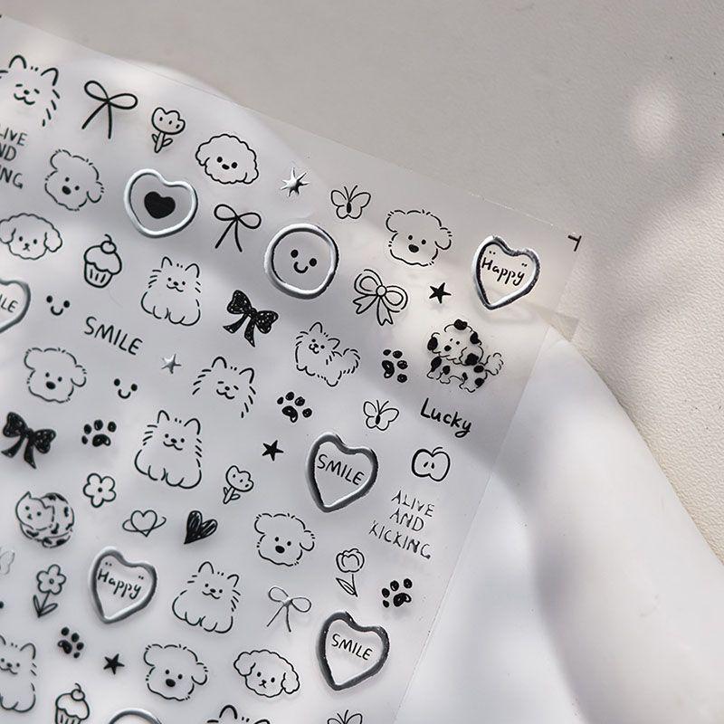 Xiaohongshu Cute Puppy Cat Nail & Phone Stickers
