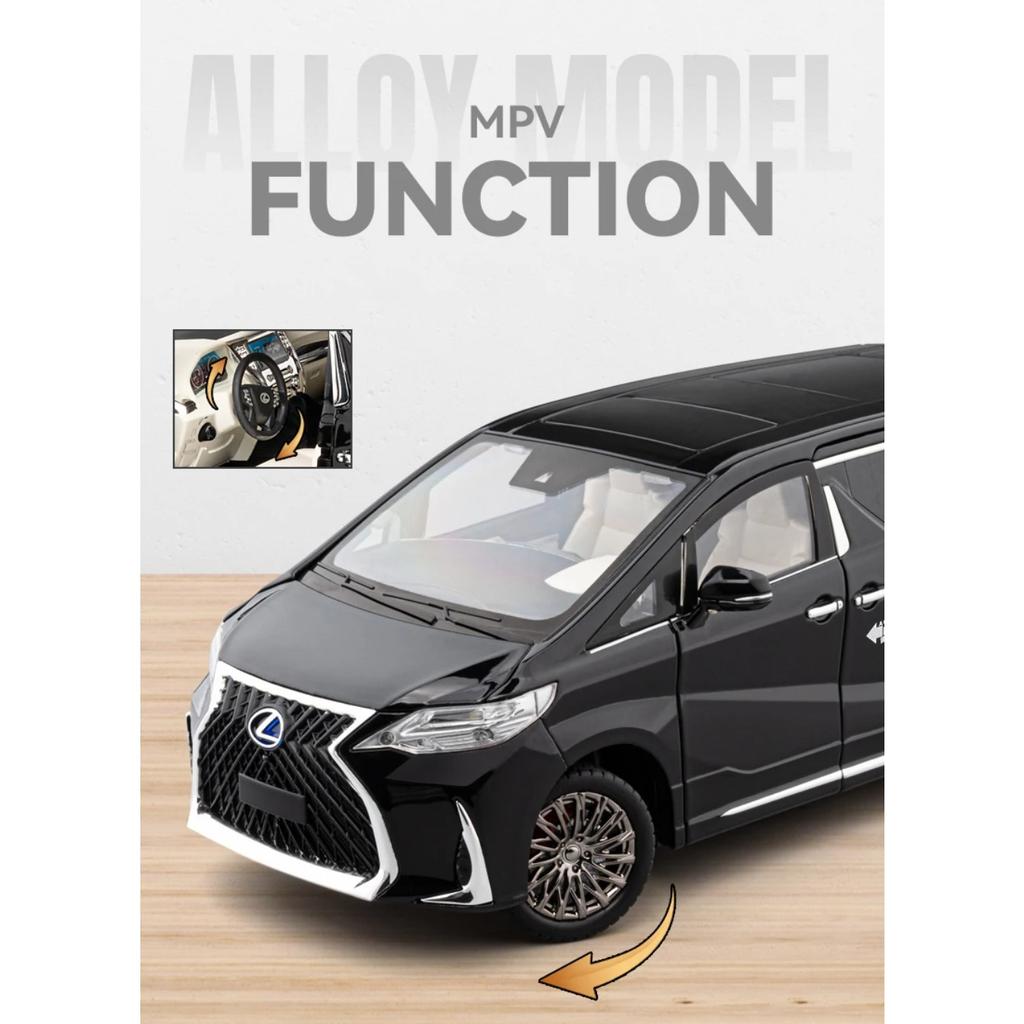 1/18 Lexus LM300 Electric Door MPV Alloy Car Model Sound and Light Pull Back Children's Toy Collectibles Birthday Gift Boyfriend