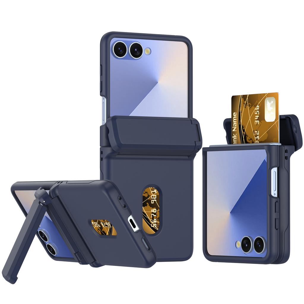 Shockproof Bracket Hinge Case For Samsung Galaxy Z Flip 7 6 5 Flip7 Flip6 Zflip7 Cover Hard Wallet Card Insertion Folding Cases