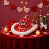 Wide Brim Cowgirls Top Hat Warmer Valentine's Day Party Hat Adjustable Red Heart Cowboy Cap  Men