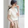 Korean Style Crochet Embroidered Short Sleeve Blouse