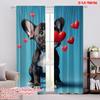 2pcs,2D Plane Printing Curtains&Window Treatment Puppy Love Hearts Polyester Easy Install (without Rod) Home Decor Perfect for