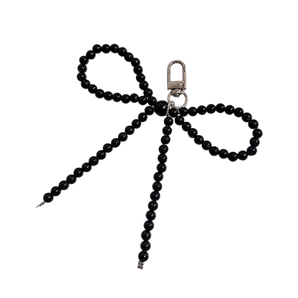 Cute Bowknot Beaded Pendant Cellphone Charm Phone Chain Functional Keychain Ornament Keyring for Bag Purse Backpack