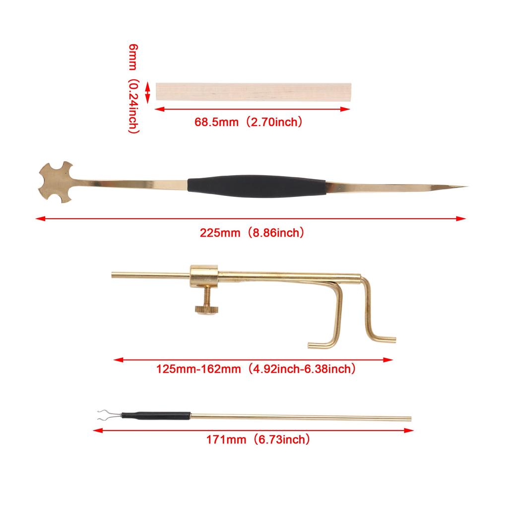 Yibuy 4-Piece Violin Soundpost S-Style Column Hook Installation and Repair Tool Set for String Instrument Makers - Black & Gold