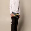 Fendi Monogram Logo FF Pattern Color Block Striped Coated Wristband Canvas And Leather Clutch Men Clutch Black Gray Yellow 7N0110-A9XS-F0R2A