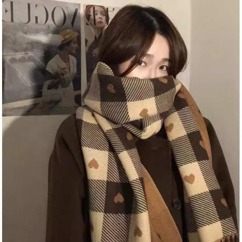 Solid Color Thickened Large Scarf Women's Autumn and Winter New Korean Version Winter Student Versatile Shawl Scarf White