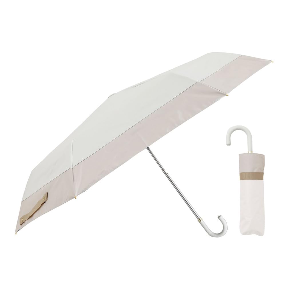 Ogawa Folding UV Available in White and Perfect Gift for or any Special LINEDROPS 57407 Women's Parasol, 99.9% Protection, Beige, Water-Repellent,