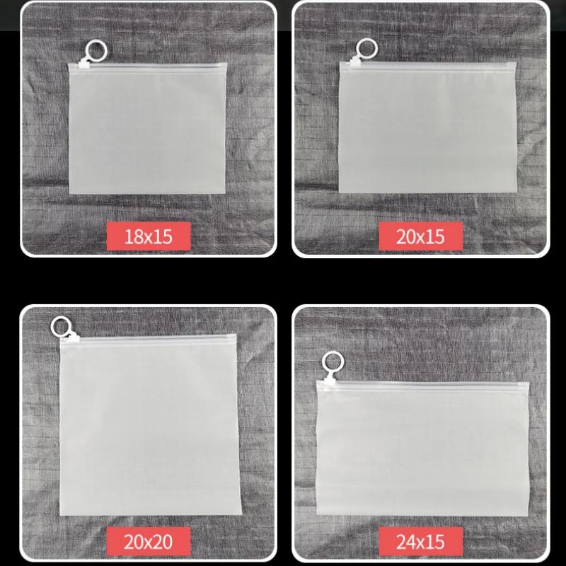 50pcs Transparent and Frosted Plastic Storage Bags with Zipper and Ring Pull for Gift Bags Makeup Stationery and Travel