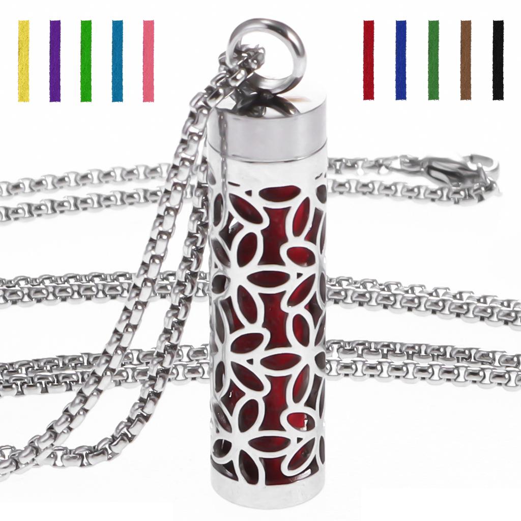 Vertical Hollow Stainless Steel Bar Ambient, Perfume Oil Diffuser,Medallion,Jewelry, Pendant,Necklace for Women,Men and Teenager