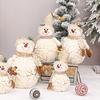 Schneemann mit Schal Schneemannpuppen Plüsch Winterdeko Weihnachtsregal-Sitzer Plüschpuppe Handgemacht (mit Schal-Stil)