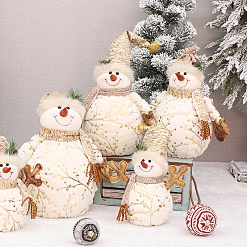 Schneemann mit Schal Schneemannpuppen Plüsch Winterdeko Weihnachtsregal-Sitzer Plüschpuppe Handgemacht (mit Schal-Stil)