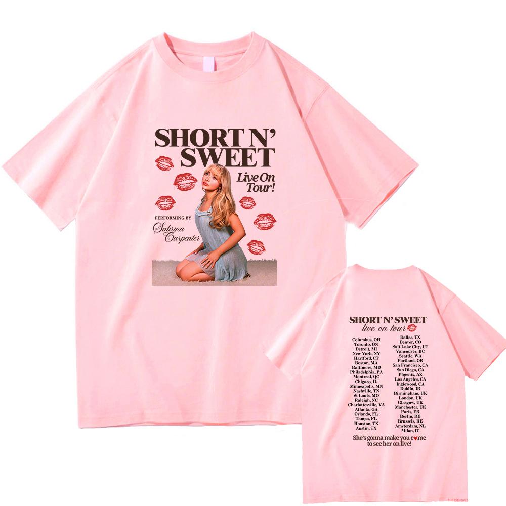 Sabrina Carpenter Short Sweet Album T-Shirt Herren/Damen Kleidung Harajuku Vintage Unisex Baumwolle Grafik T-Shirts Kleidung