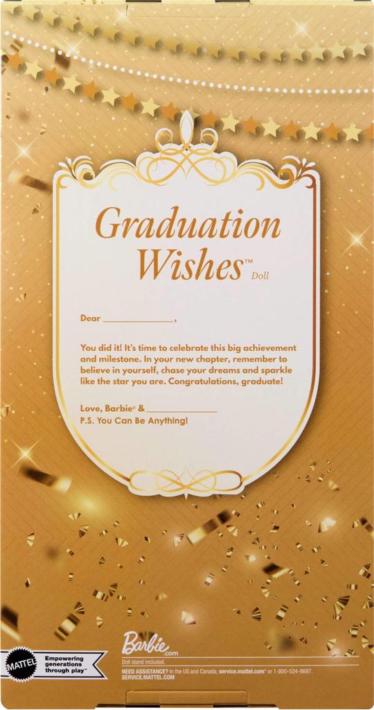 barbie Signature Graduation Wishes Doll with Maroon Gown and Cap (Model JJX81)