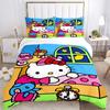 3pcs Goodnight Hello Kitty Bedding Set Includes Quilt Cover and Pillowcases, Suitable for All Seasons, Machine Washable Ideal Gift W026
