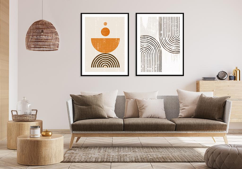 Obraz plakaty w ramie 53x73cm dyptyk komplet 2 obrazów kształty boho p2070