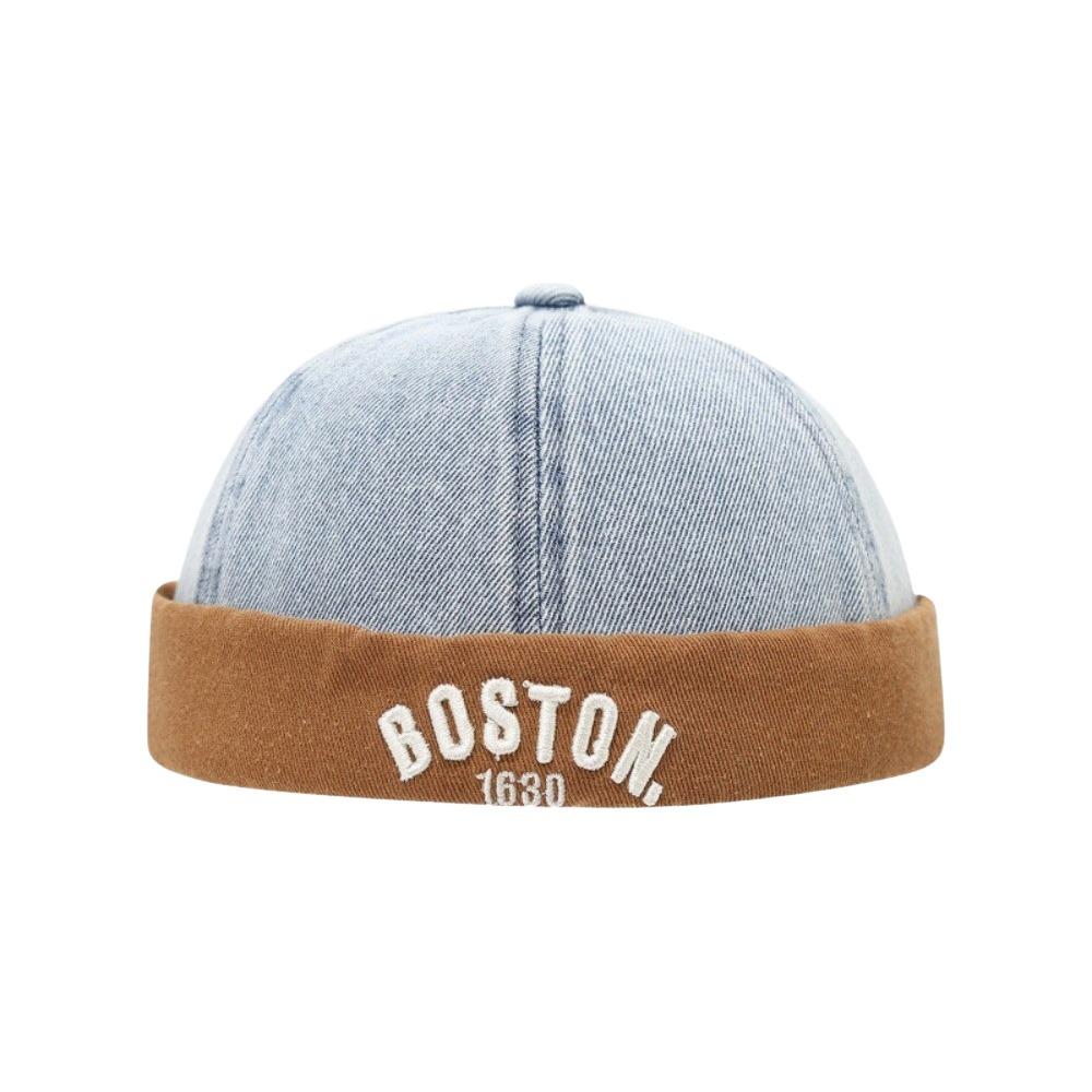 Letter Embroidered Baby Brimless Hat Adjustable Sun Protection Children Melon Beanie Cotton Denim Breathable Sun Cap Summer
