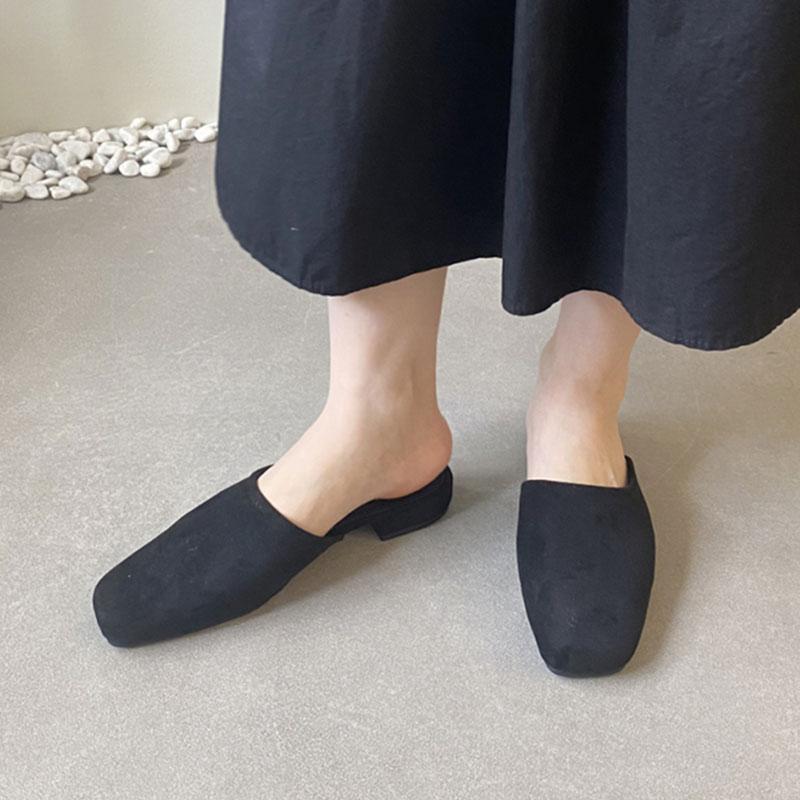 Fashion Luxury Flats Slippers Shoes For Women Mules Summer Spring Fashion Square Toe Ladies Flats Slippers Female Slides Sandals Shoes