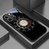 Vintage Turntable Phone Pattern Tempered Glass Phone Case Black for iPhone17 16P 15 14 13 12 11 11 Pro  Back Cover