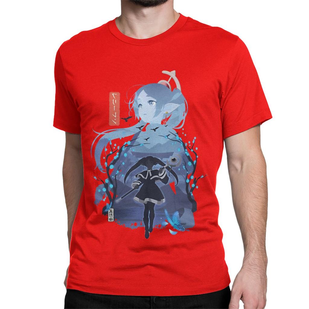 Frieren Silhouette Journeys End TShirt Men Women Sousou No Frieren Novelty 100 Cotton Tees Round Collar T Shirts 6XL Clothes