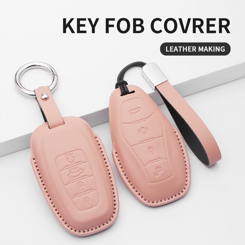 Fashion Car Key Case Cover For Faw Hongqi E-Hs9 High-End H5 H9 Car Keyring Luxury Leather Auto Accessories