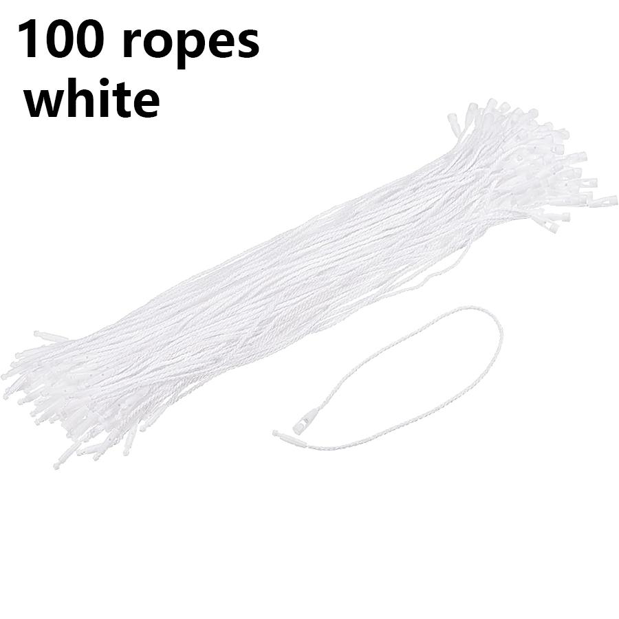 100 Stück Polyester Bekleidungsetikett-Schnüre mit Kunststoff-Druckknöpfen Kugelperlen Kleidungsetiketten Einzelhandelsetiketten Festivalzubehör JXB